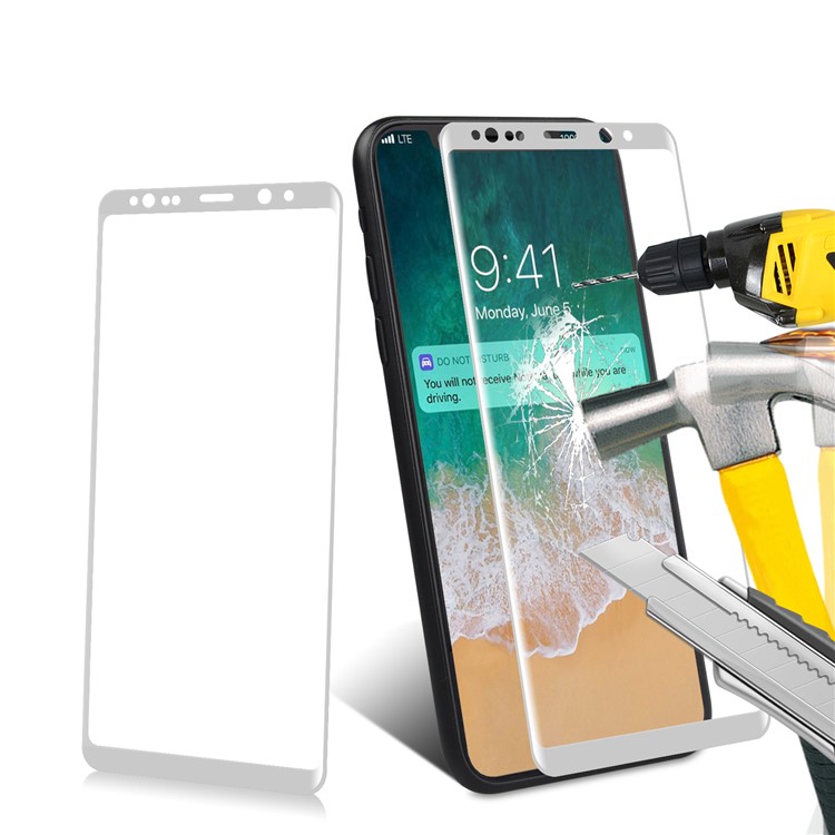 ANGIBABE 0.3mm Complete Coverage Curved Silk Print Mobile Tempered Glass Protector for Samsung Galaxy Note 8 SM-N950 - Grey-11