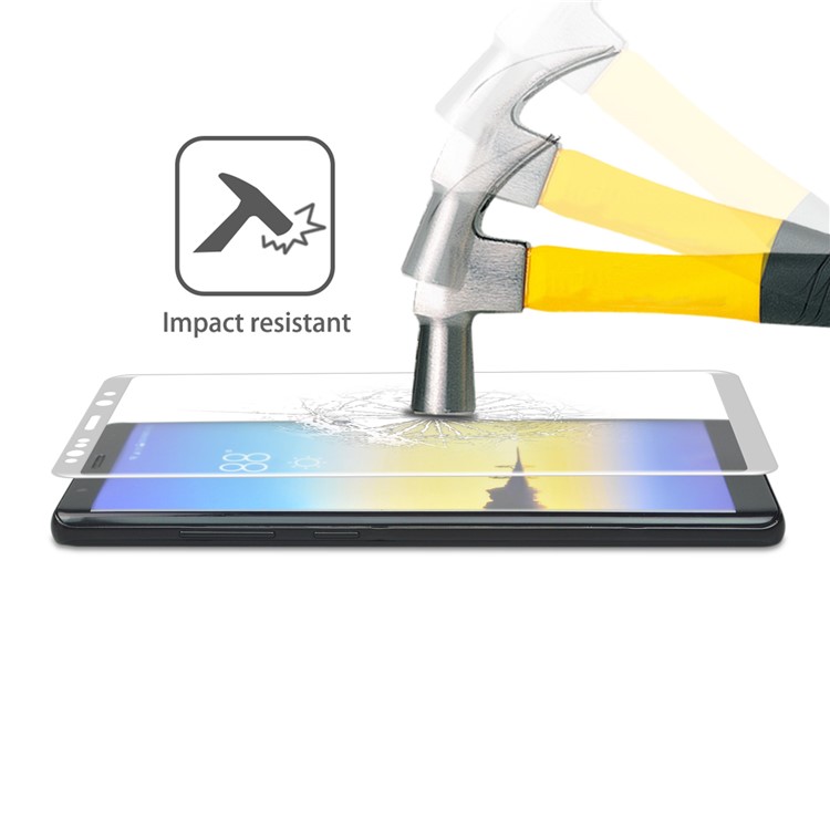 ANGIBABE 0.3mm Complete Coverage Curved Silk Print Mobile Tempered Glass Protector for Samsung Galaxy Note 8 SM-N950 - Grey-3