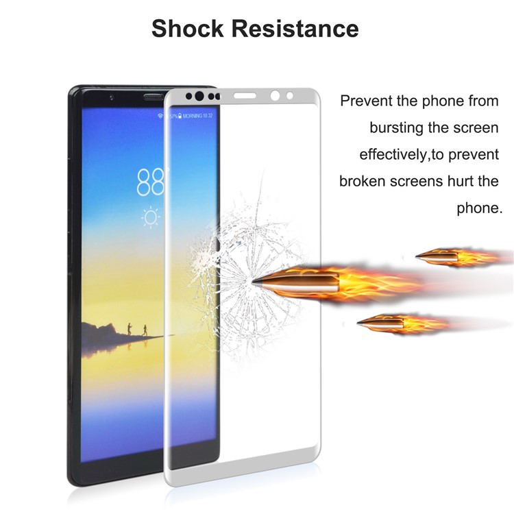 ANGIBABE 0.3mm Complete Coverage Curved Silk Print Mobile Tempered Glass Protector for Samsung Galaxy Note 8 SM-N950 - Grey-5