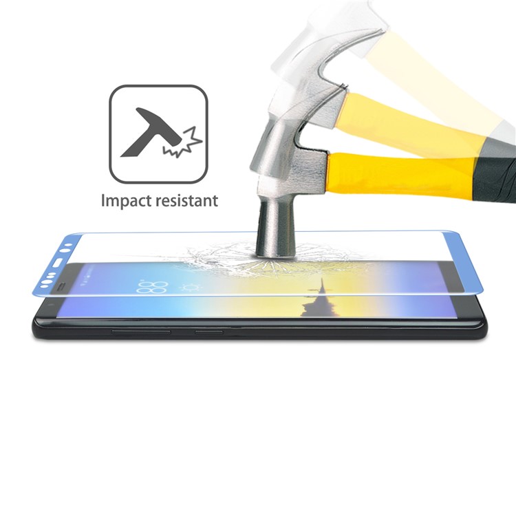 ANGIBABE 0.3mm Full Size Curved Silk Print Mobile Tempered Glass Protector Film for Samsung Galaxy Note 8 SM-N950 - Blue-3