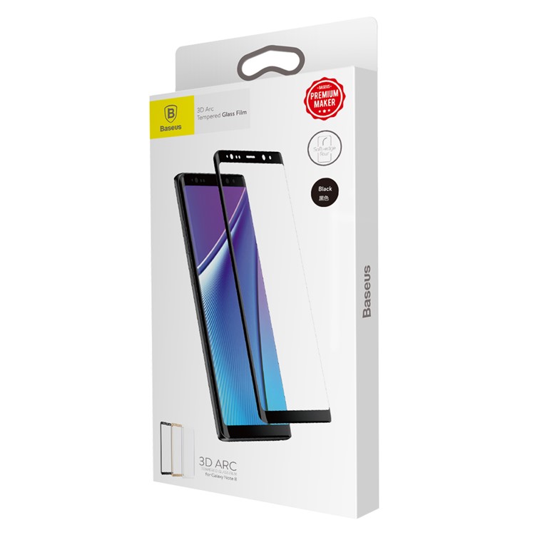 Protecteur De Verre Trempé En Plein Écran De BaseUS 0.3mm 3D Pour Samsung Galaxy Note 8 SM-N950 - Le Noir