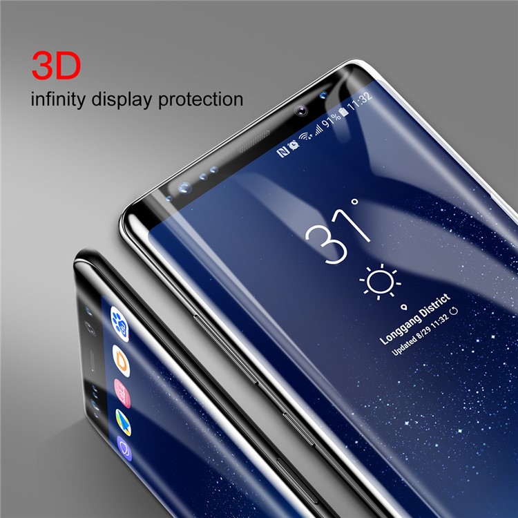 BASEUS 0.3mm 3D Gebogene Voller Bildschirm Ausgeglichenes Glasschutz Für Samsung Galaxie Anmerkung 8 SM-N950 - Schwarz-6