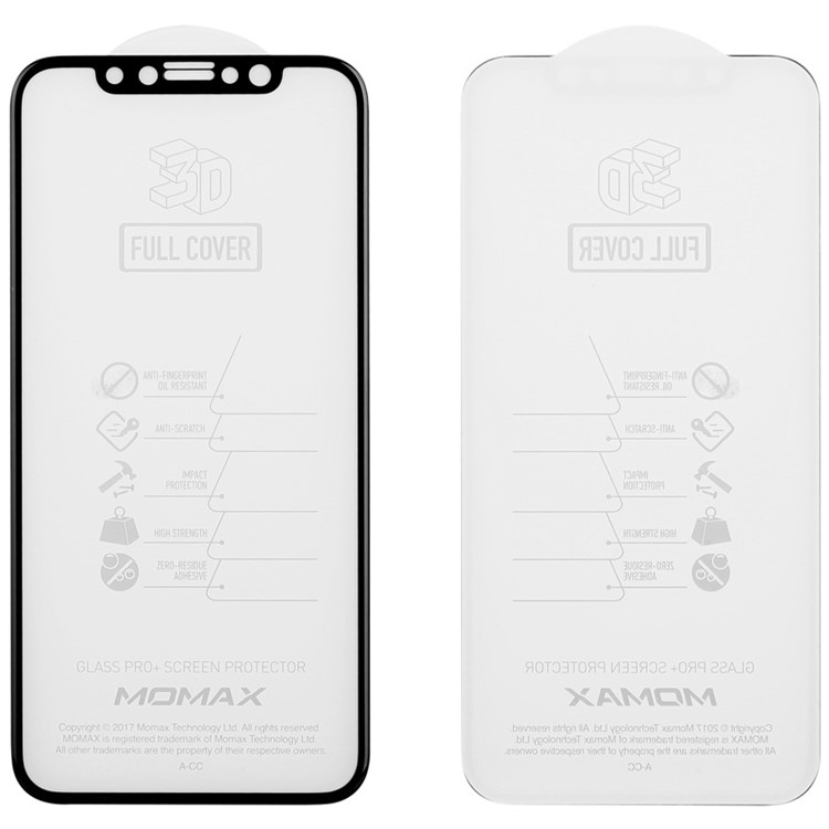 MOMAX 0.3mm 3D Cover Cover Anti-explosão Tempered Glass Guard Film para iPhone X - negro-3