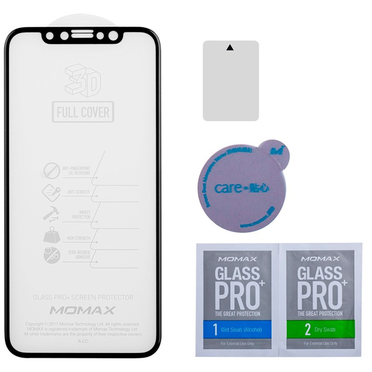 MOMAX 0.3mm 3D Cover Cover Anti-explosão Tempered Glass Guard Film para iPhone X - negro-6