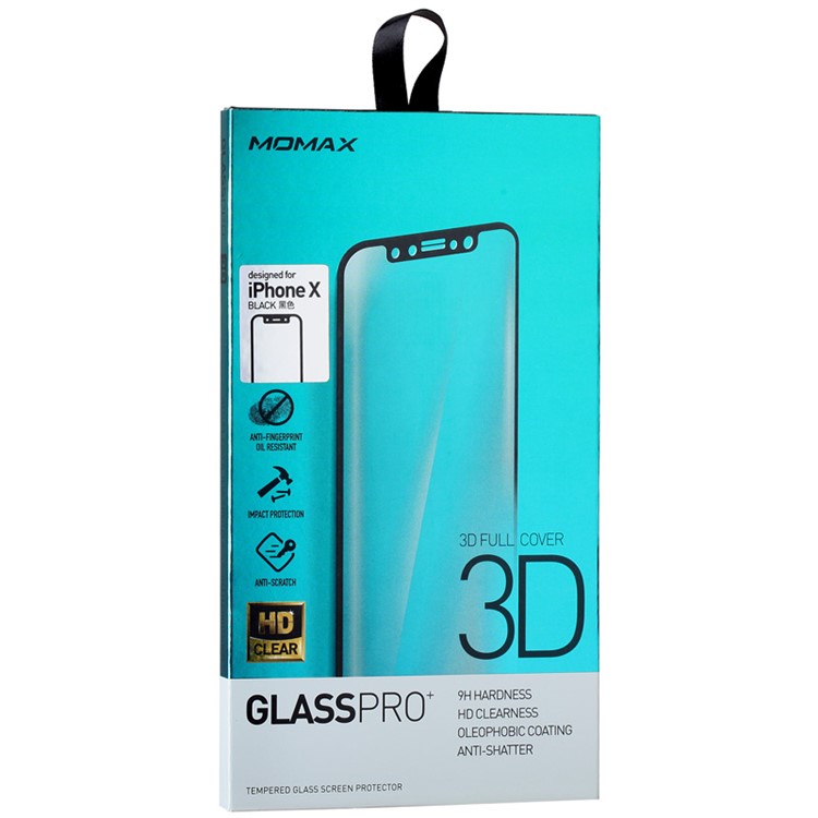 MOMAX 0.3mm 3D Cover Cover Anti-explosão Tempered Glass Guard Film para iPhone X - negro-7