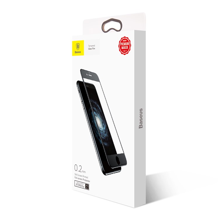 BASEUS 0.2mm Hartglas Displayschutzfolie Für IPhone 8 Plus / 7 Plus Siebdruck In Voller Größe - Schwarz-8