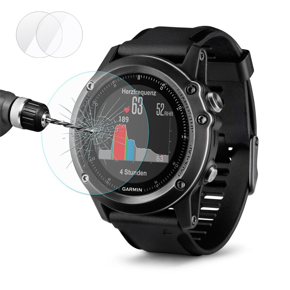 HAT PRINCE 2Pcs/Set 2.15D 0.2mm 9H Tempered Glass Screen Protector for Garmin Fenix 3 HR Arc Edge-2