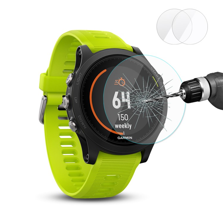 2 Pcs HAT PRINCE 2.15D 0.2mm 9H Arc Edge Tempered Glass Screen Protector for Garmin Forerunner 935-2
