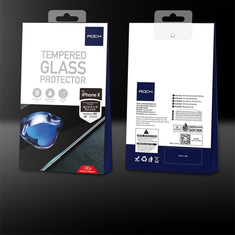 ROCK 0.26mm 3D Full Cover Anti-explosion Tempered Glass Screen Protector Film for iPhone X-5
