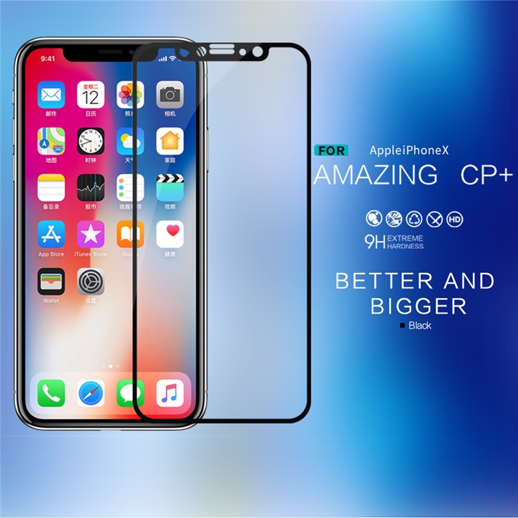 NILLKIN Amazing CP+ Nanometer Anti-explosion Tempered Glass Screen Film for iPhone X - Black-2