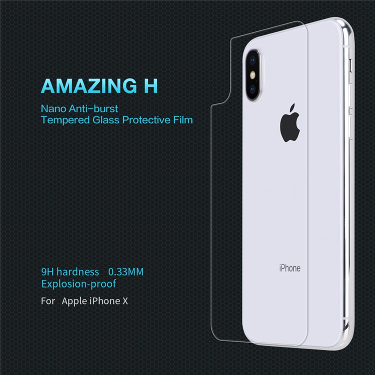 NILLKIN Amazing H for iPhone X Tempered Glass Back Cover Protector Film Anti-explosion-1