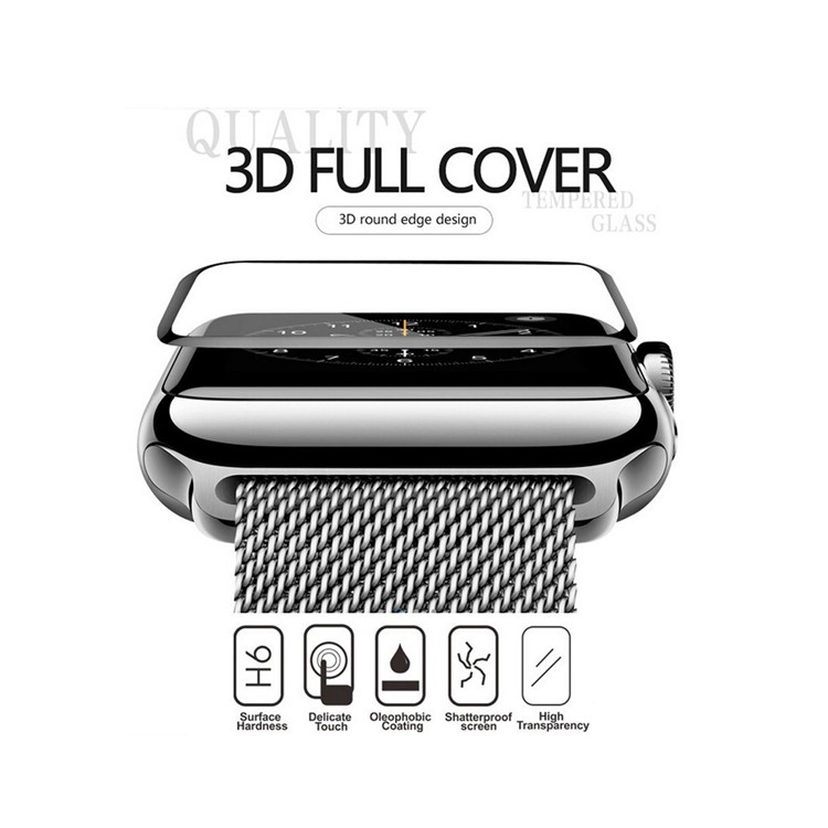 HAT PRINCE Aluminum Alloy Tempered Glass Screen Film for Apple Watch Series 2/1 42mm 3D Curved-4