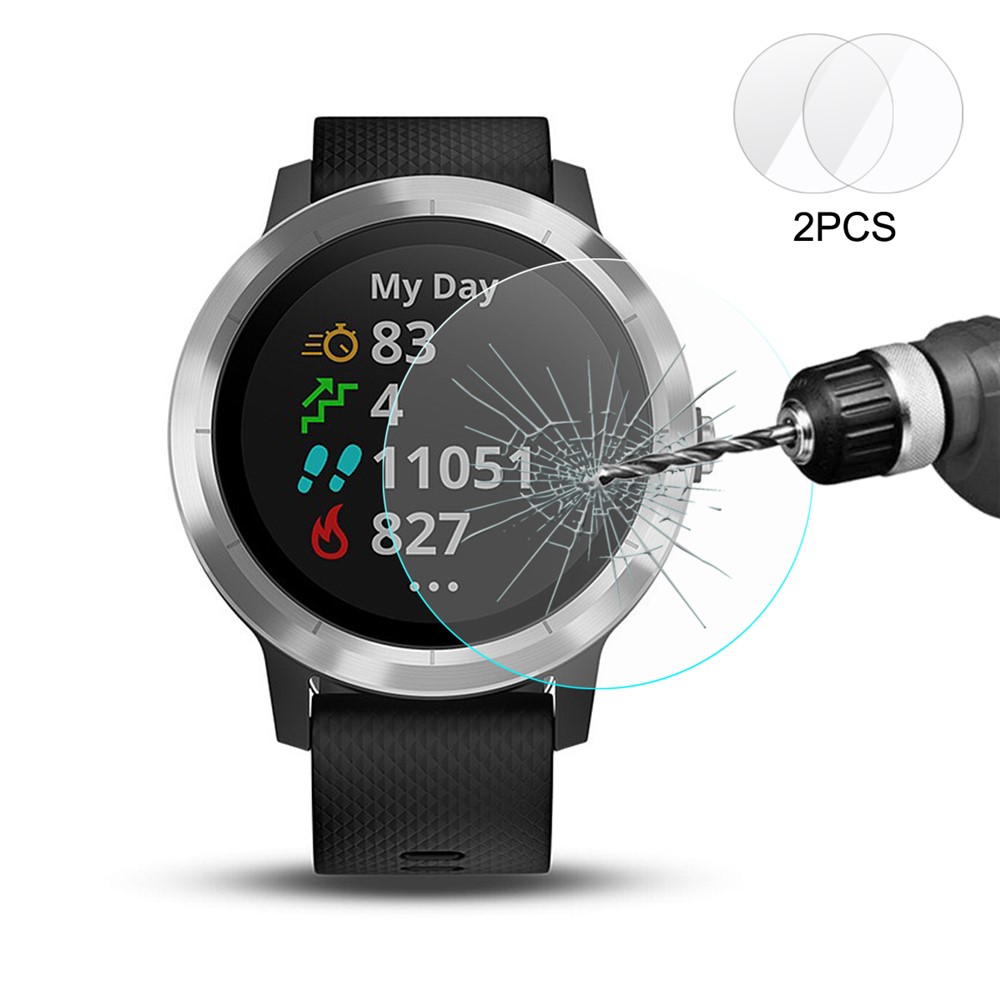2Pcs HAT PRINCE 0.2mm 9H 2.15D Arc Edge Tempered Glass Screen Protector Guard Film for Garmin Vivoactive 3-3