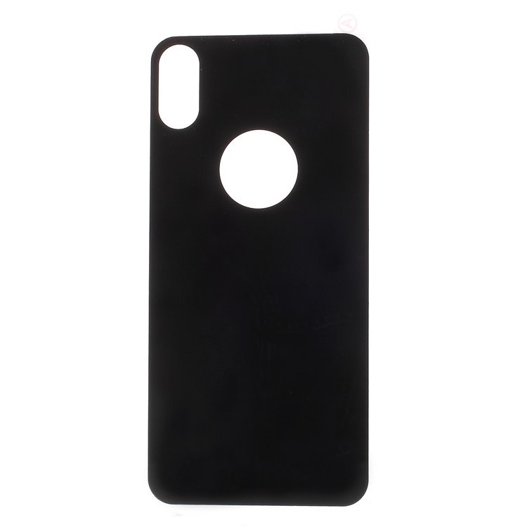 For iPhone X(Ten) Silk Print Full Screen Mobile Tempered Glass Protector Back Film Cover - Black-2