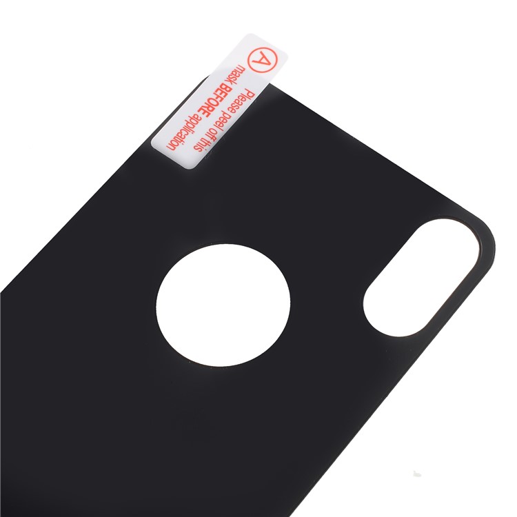 For iPhone X(Ten) Silk Print Full Screen Mobile Tempered Glass Protector Back Film Cover - Black-3
