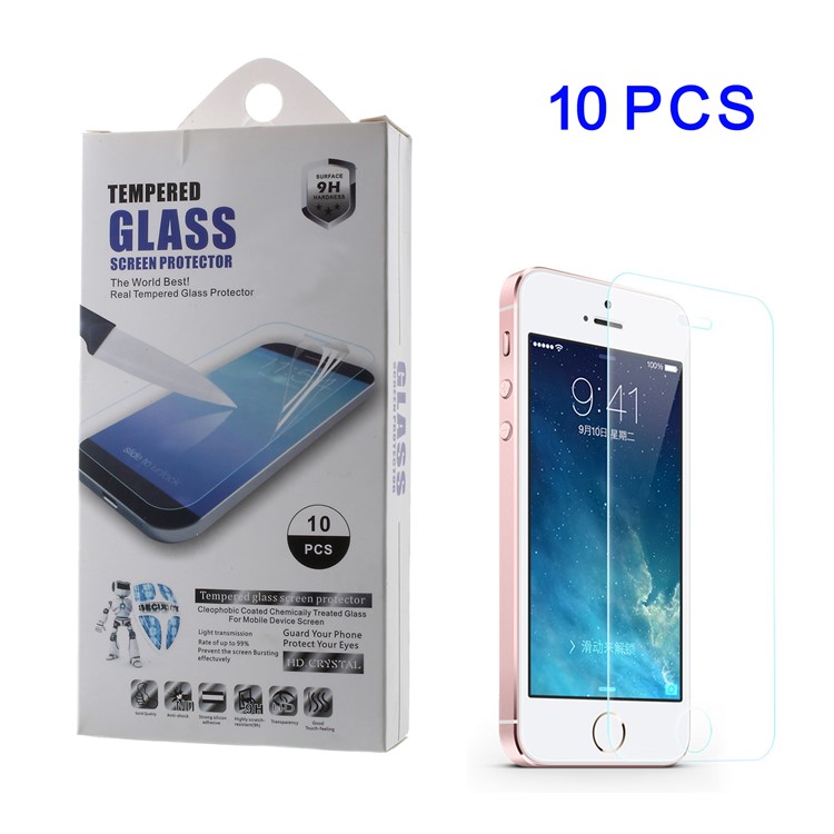 10pcs/set Für Das Iphone SE 5s 5 Temperierte Gla -bildschirm -beschützer -schutzfilme 0,3 mm (bogenkante)