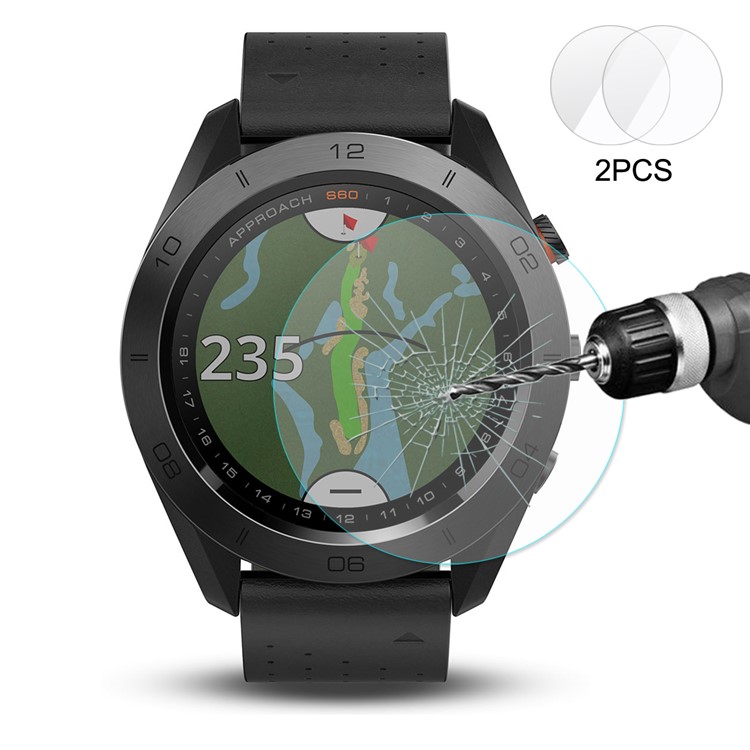 2PCS HAT PRINCE Tempered Glass Screen Protector Film 2.15D 0.2mm 9H Arc Edge for Garmin Approach S60-1