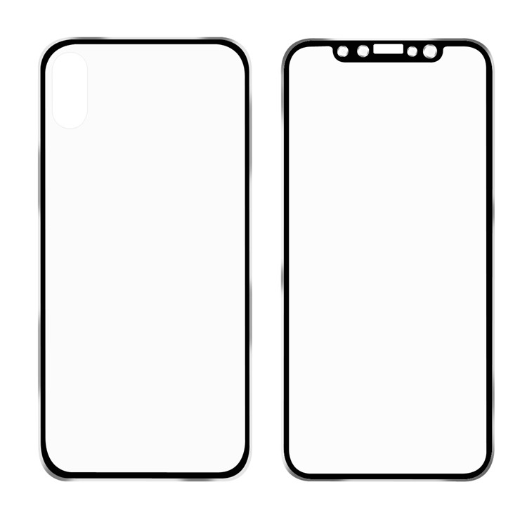 HAT PRINCE for iPhone X 0.2mm 3D Full Screen Front + Back Aluminum Alloy Edge Tempered Glass Protectors Guard - Black-4