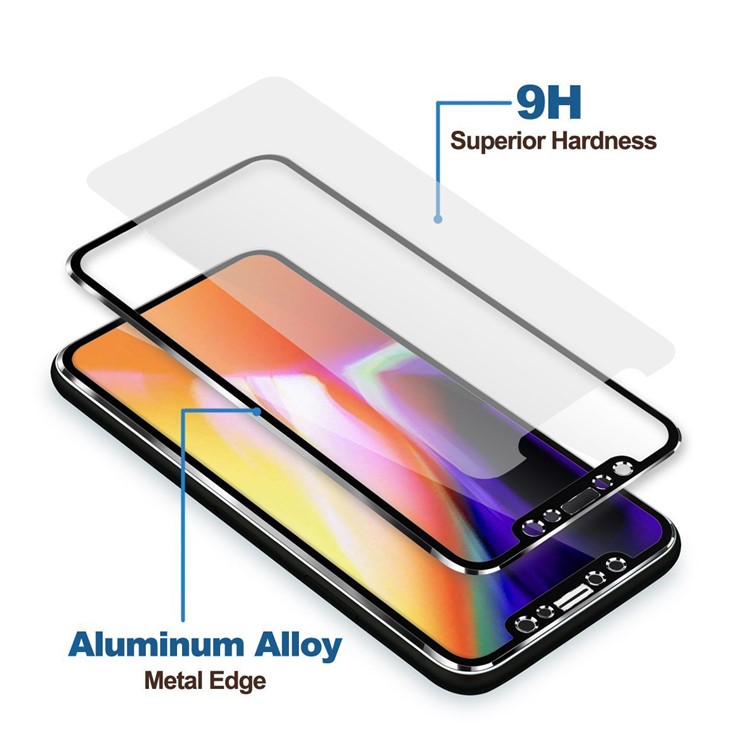 HAT PRINCE for iPhone X 0.2mm 3D Full Screen Front + Back Aluminum Alloy Edge Tempered Glass Protectors Guard - Black-7