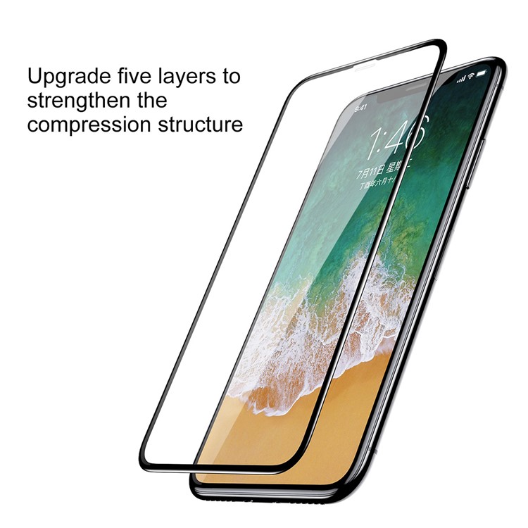Protector De Pantalla De Cristal Templado De Impresión De Seda BASEUS 9H 0.3mm Para Iphone X-2