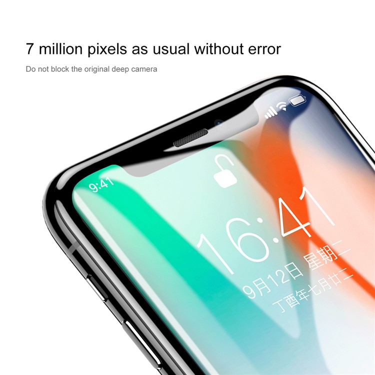 Protector De Pantalla De Cristal Templado De Impresión De Seda BASEUS 9H 0.3mm Para Iphone X-6