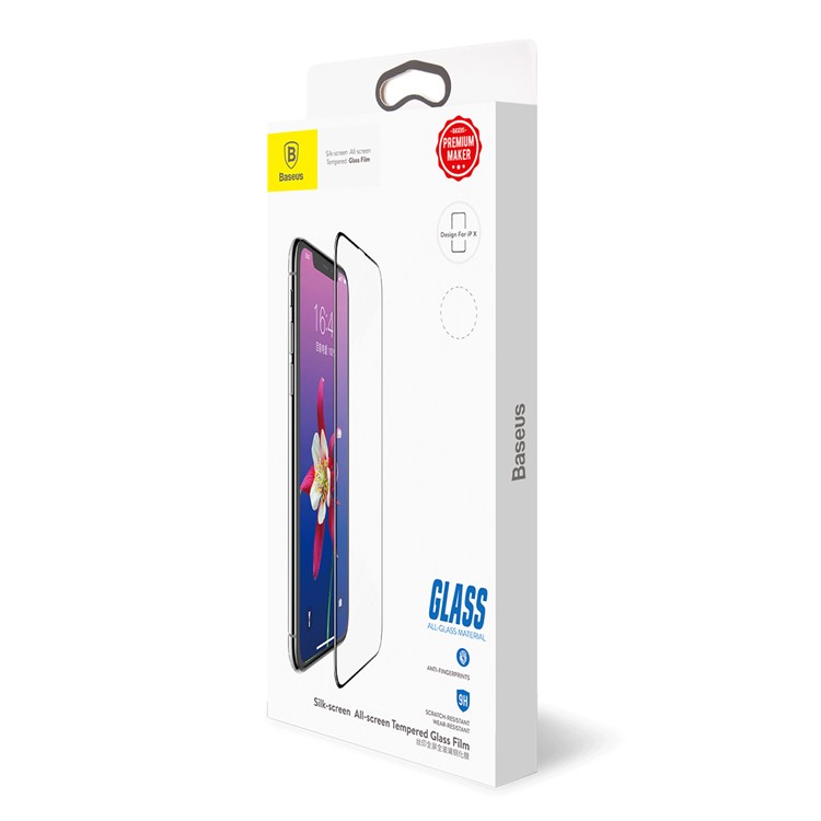 Protector De Pantalla De Cristal Templado De Impresión De Seda BASEUS 9H 0.3mm Para Iphone X-8