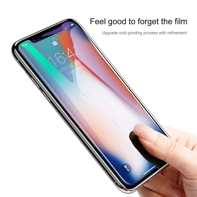 BASEUS Anti-blue-ray 0.3mm Silk Print Full Glue Tempered Glass Full Screen Protector for iPhone 11 Pro 5.8" (2019) / XS / X 5.8 inch-3