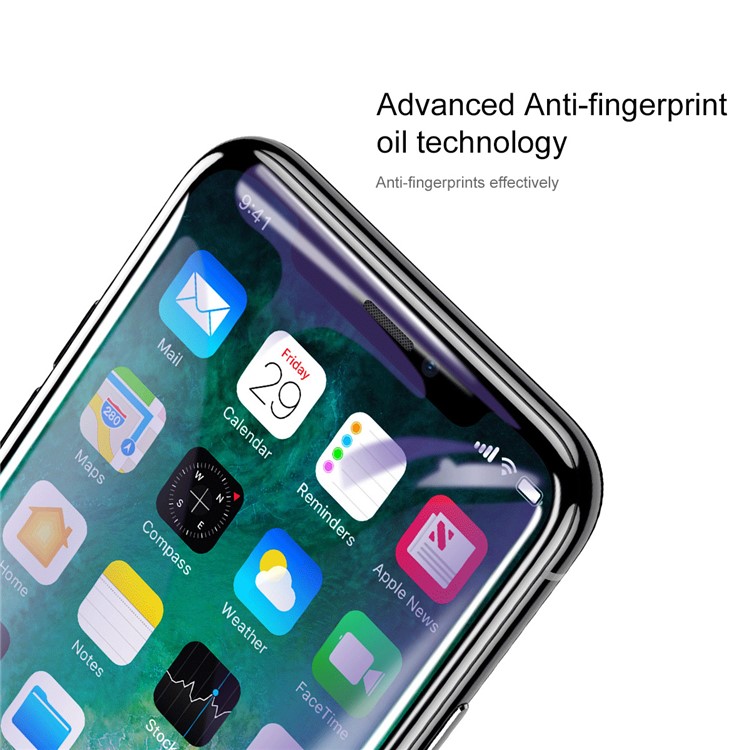 BASEUS Anti-blue-ray 0.3mm Silk Print Full Glue Tempered Glass Full Screen Protector for iPhone 11 Pro 5.8" (2019) / XS / X 5.8 inch-5