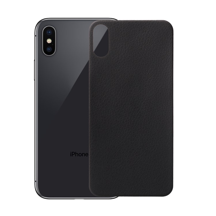 ANGIBABE 0,15mm 3D Arc Rand Litschi Textur Voller Rückenschutzfolie Für Iphone X - Schwarz-1