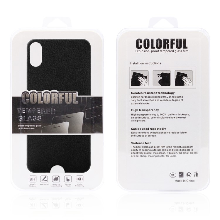 ANGIBABE 0,15mm 3D Arc Rand Litschi Textur Voller Rückenschutzfolie Für Iphone X - Schwarz-6