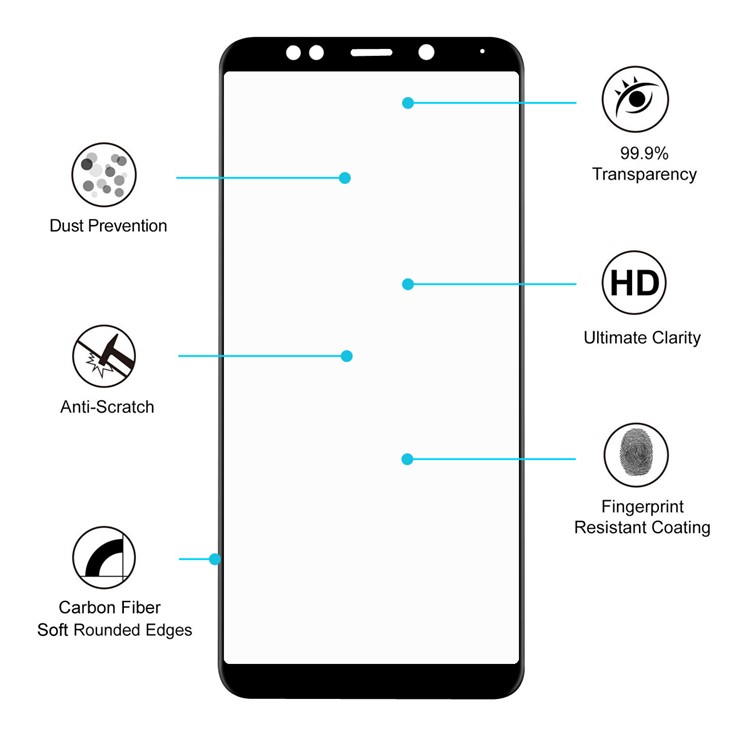 HAT PRINCE 0.2mm 9H Full Cover Tempered Glass Screen Protector Film with Carbon Fiber Soft 3D Arc Edge for Xiaomi Redmi 5 Plus - Black-3
