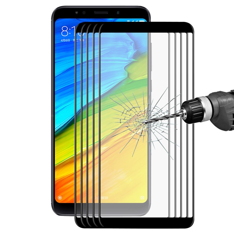 5Pcs/Set HAT PRINCE 0.2mm 9H Soft Carbon Fiber Edges 3D Full Tempered Glass Screen Protectors for Xiaomi Redmi 5 - Black-1