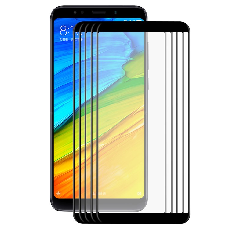 5Pcs/Set HAT PRINCE 0.2mm 9H Soft Carbon Fiber Edges 3D Full Tempered Glass Screen Protectors for Xiaomi Redmi 5 - Black-2