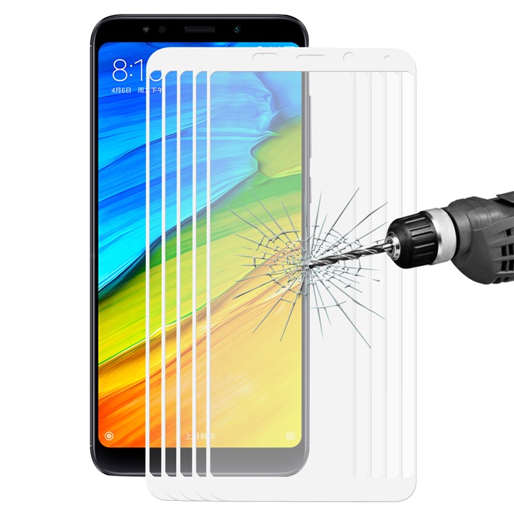 HAT PRINCE 5Pcs/Set 0.26mm 9H 2.5D Full Mobile Screen Tempered Glass Protector for Xiaomi Redmi 5 - White-1