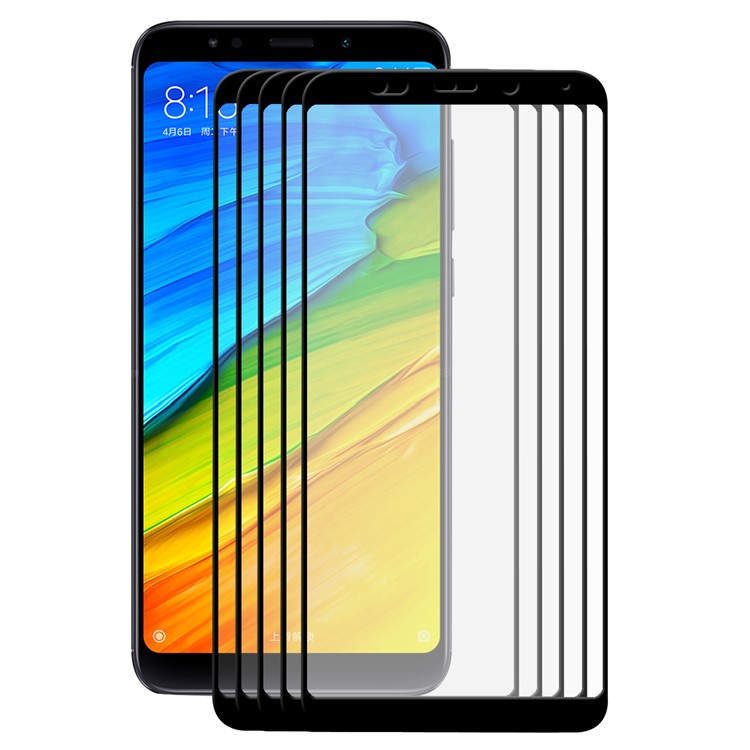 HAT PRINCE 5Pcs/Set 0.26mm 9H 2.5D Complete Tempered Glass Screen Protector for Xiaomi Redmi 5 Plus - Black-2
