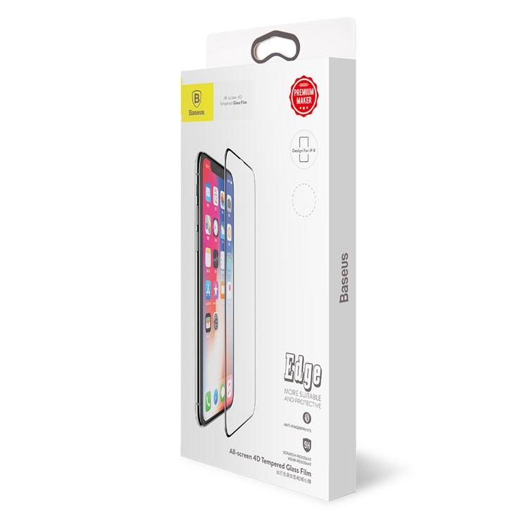 BASEUS Anti-blue-ray 0.3mm 4D Curved Full Coverage Tempered Glass Screen Guard Film for iPhone X/10 5.8 inch - Black-13