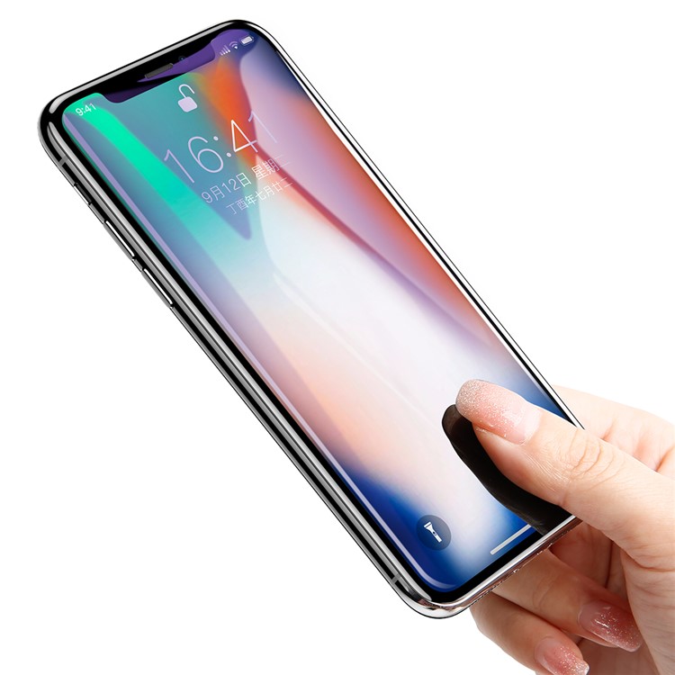 BASEUS Anti-blue-ray 0.3mm 4D Curved Full Coverage Tempered Glass Screen Guard Film for iPhone X/10 5.8 inch - Black-2