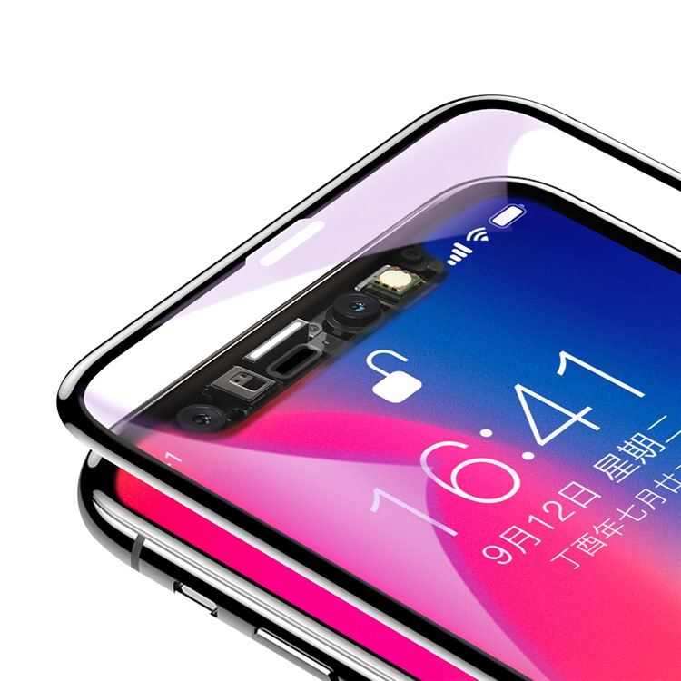 BASEUS Anti-blue-ray 0.3mm 4D Curved Full Coverage Tempered Glass Screen Guard Film for iPhone X/10 5.8 inch - Black-3