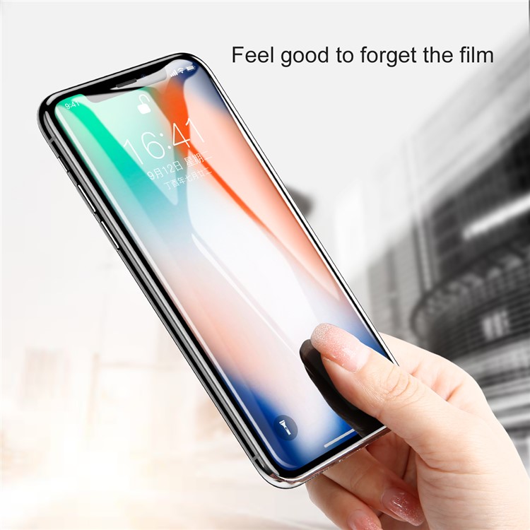 BASEUS Anti-blue-ray 0.3mm 4D Curved Full Coverage Tempered Glass Screen Guard Film for iPhone X/10 5.8 inch - Black-9