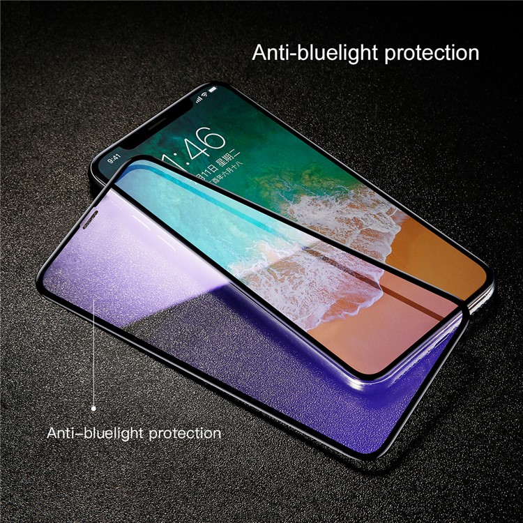 BASEUS 0.3mm 4D Curved Silk Print Full Screen Tempered Glass Protector for iPhone X - Black-11
