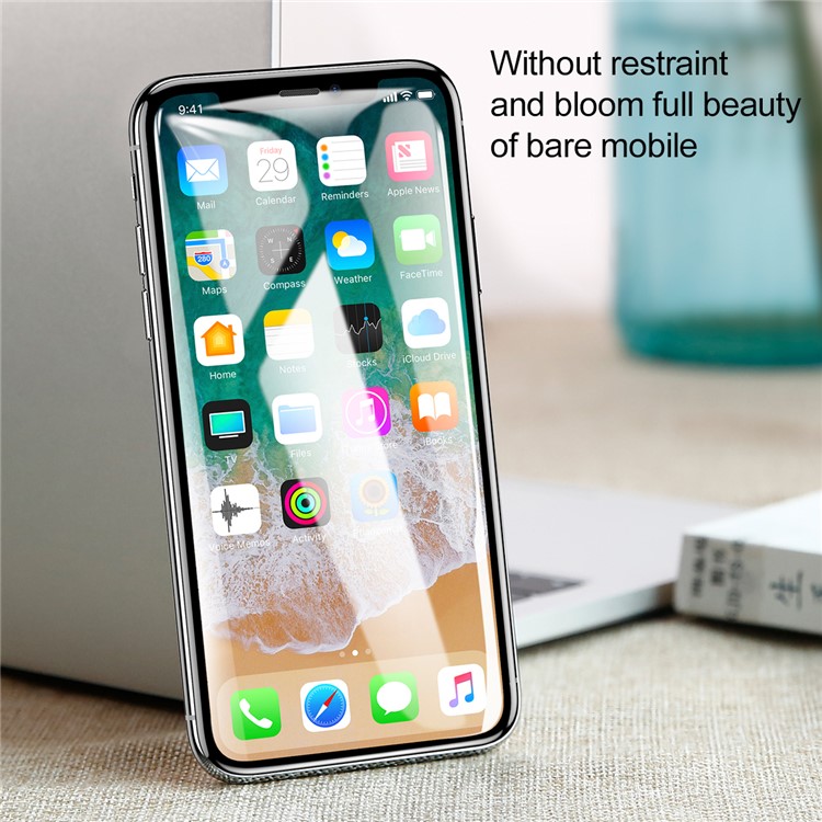 BASEUS 0.3mm 4D Curved Silk Print Full Screen Tempered Glass Protector for iPhone X - Black-7