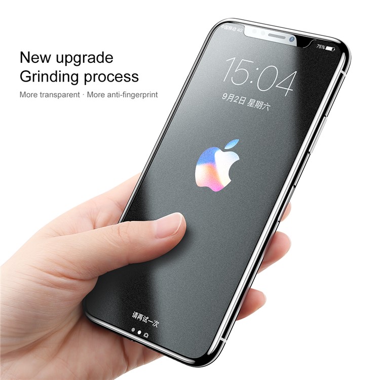 BASEUS for iPhone X/10 5.8-inch 0.25mm Clear Anti-fingerprint Tempered Glass Screen Protector (Not Complete Covering) - Transparent-2