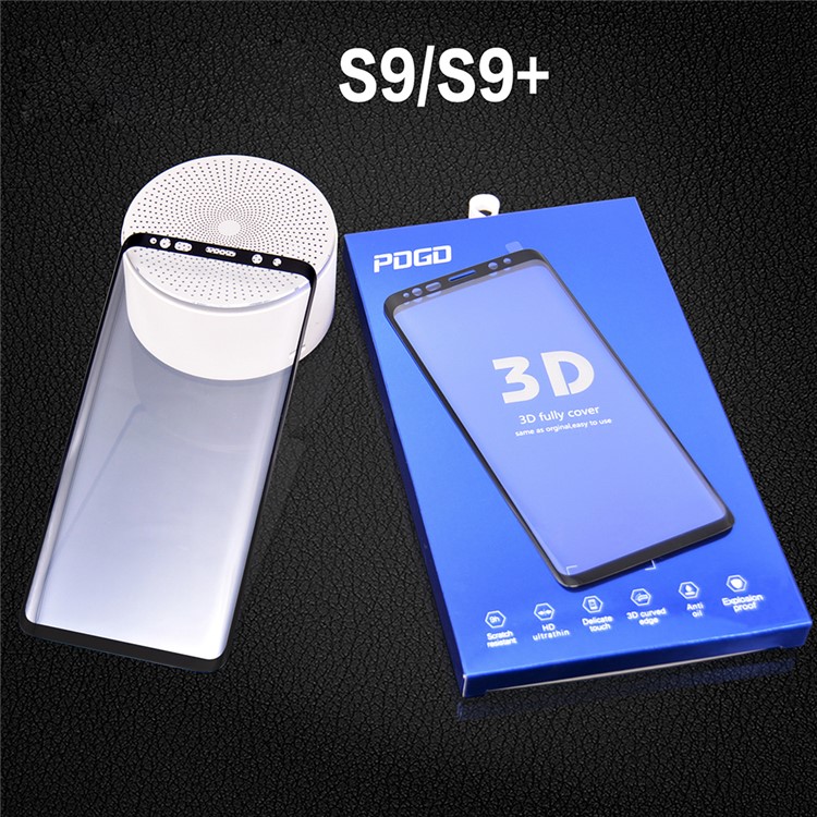 PDGD Full Size Silk Printing Tempered Glass Screen Guard Film for Samsung Galaxy S9+ - Black-3