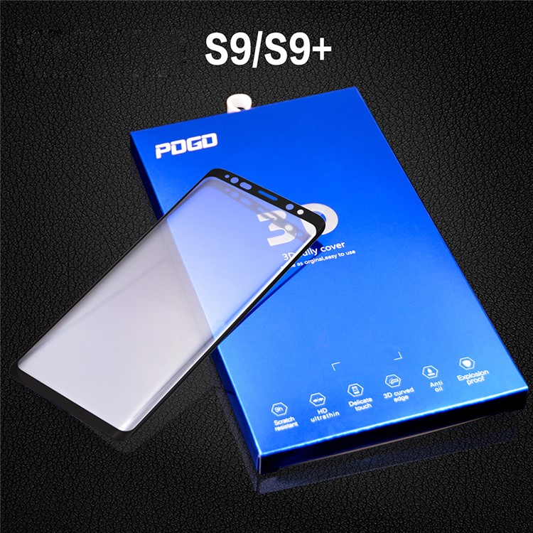 PDGD Full Size Silk Printing Tempered Glass Screen Guard Film for Samsung Galaxy S9+ - Black-4