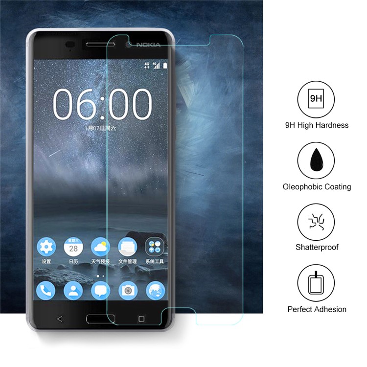 100Pcs/Set 0.3mm Arc Edge Tempered Glass Screen Protector Film for Nokia 6-2