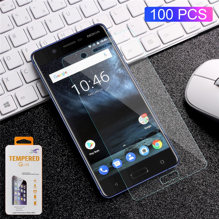 100Pcs/Set 0.3mm Arc Edge Tempered Glass Screen Protector Film for Nokia 5-1