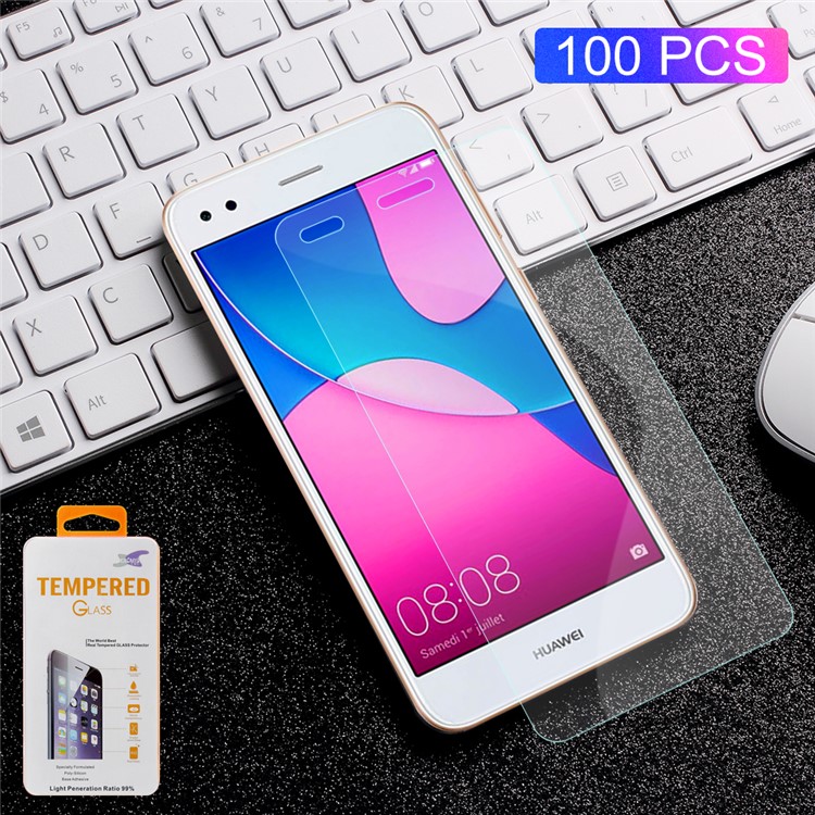 100PCS/Lot 0.3mm Tempered Glass Screen Protector Film for Huawei Y6 Pro (2017) / Enjoy 7 / P9 lite mini Arc Edge-1