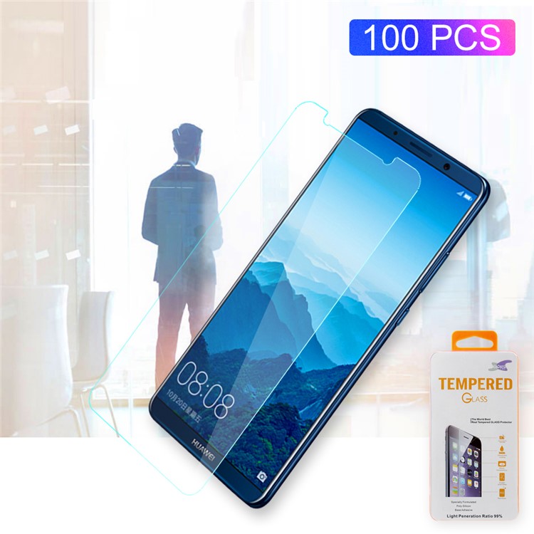 100PCS/Lot 0.3mm Tempered Glass Screen Protector for Huawei Mate 10 Lite / nova 2i / Maimang 6 / Honor 9i (India) Arc Edge-1