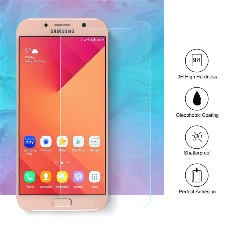 100Pcs/Set 0.3mm Arc Edge Tempered Glass Screen Protector Guard Film for Samsung Galaxy A5 (2017) SM-A520-2