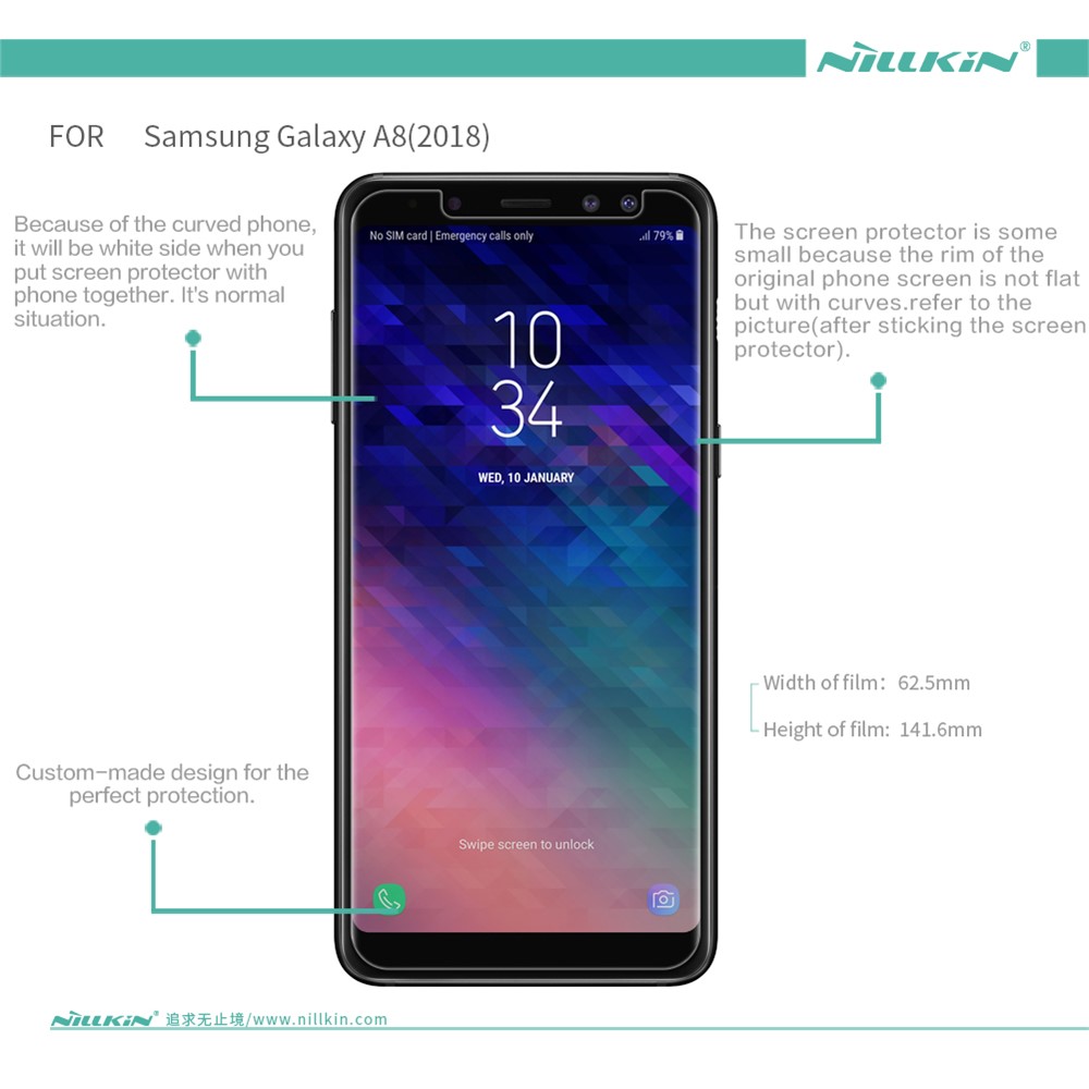 Nillkin Anti-fingerprint HD Clear LCD Protector Protector Shield Película Para Samsung Galaxy A8 (2018)-6